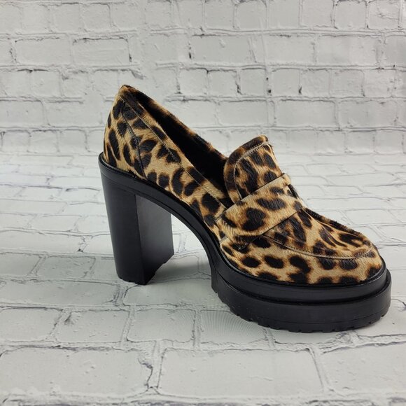NWOB Gianni Bini Maxxwelle Leopard Print Faux Calf Hair Platform Loafers - Picture 3 of 12
